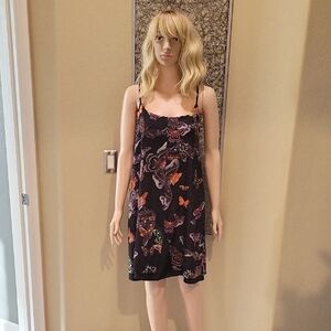 Topshop Black Butterfly Print Slip Mini Dress